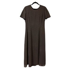 Vintage Talbots Midi Dress Floral Print Boho-Style Size 10 Short Sleeves Womens